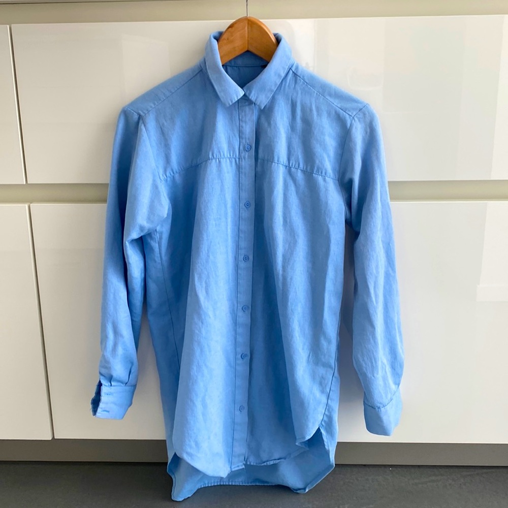 Zara light blue button shirt
